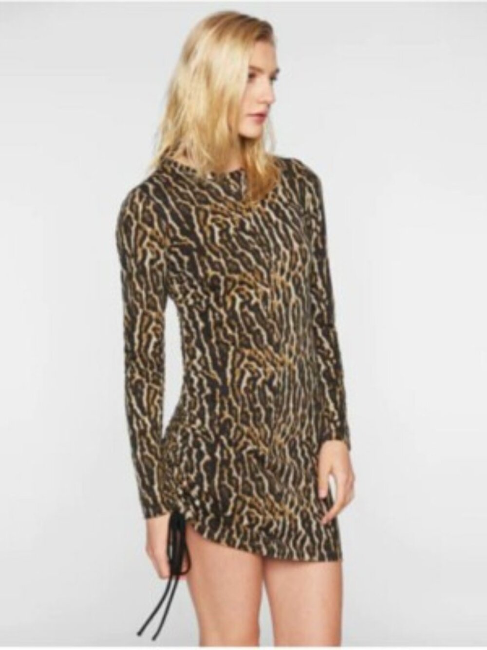 Pam & Gela Ocelot Side Ruched Dress, Size SMALL, NWT
